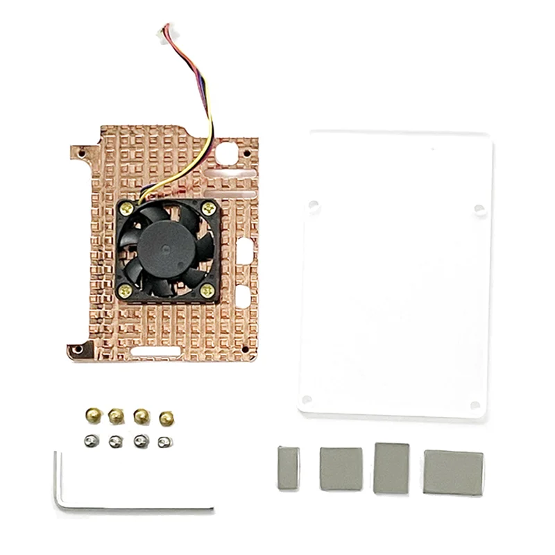 

AEF7-радиатор для Raspberry Pi 5 из чистой меди, 4-проводная охлаждающая подставка с ШИМ, активный кулер
