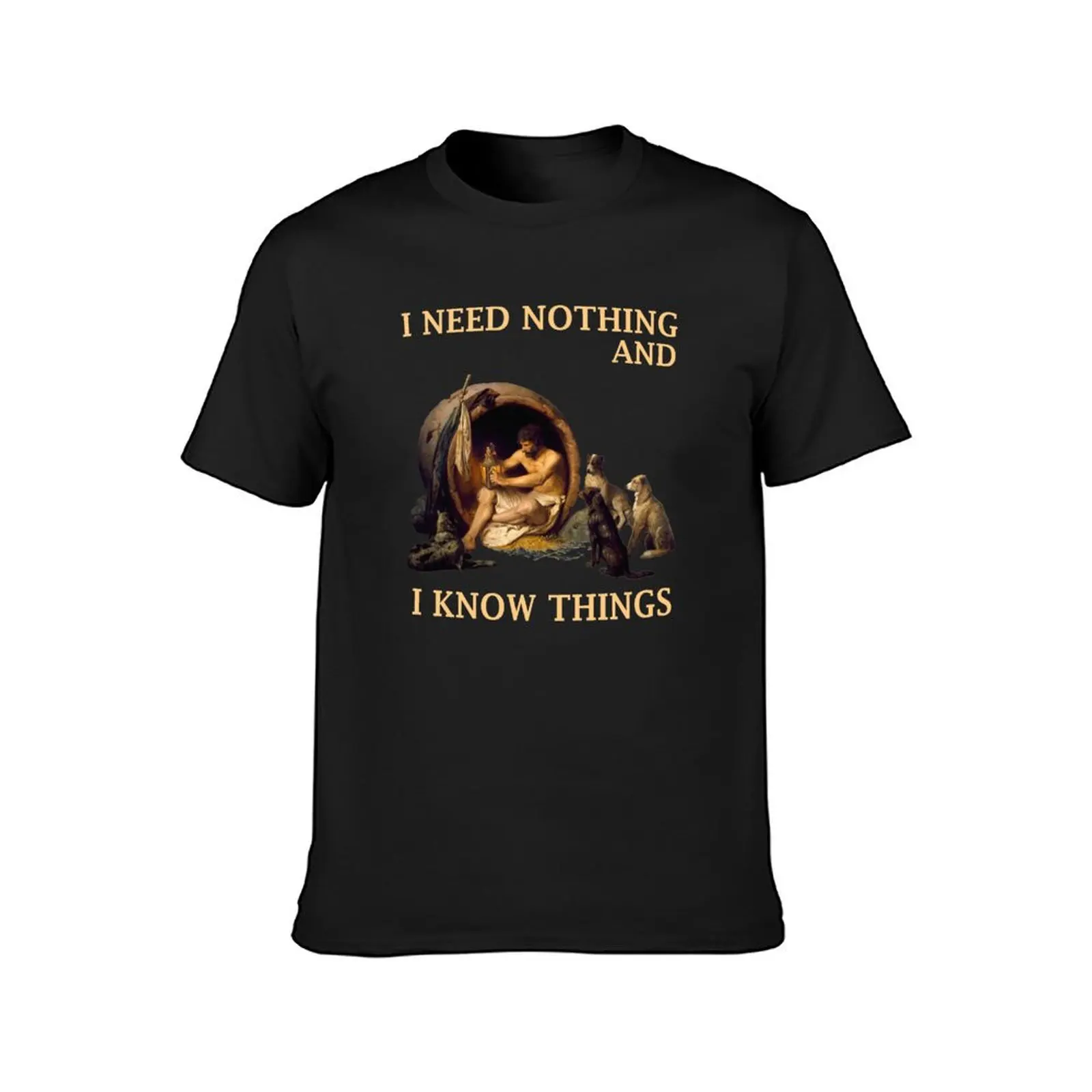 Diogenes - I Need Nothing And Know Things - Fun Philosophy Design T-Shirt summer top cute tops vintage mens champion t shirts