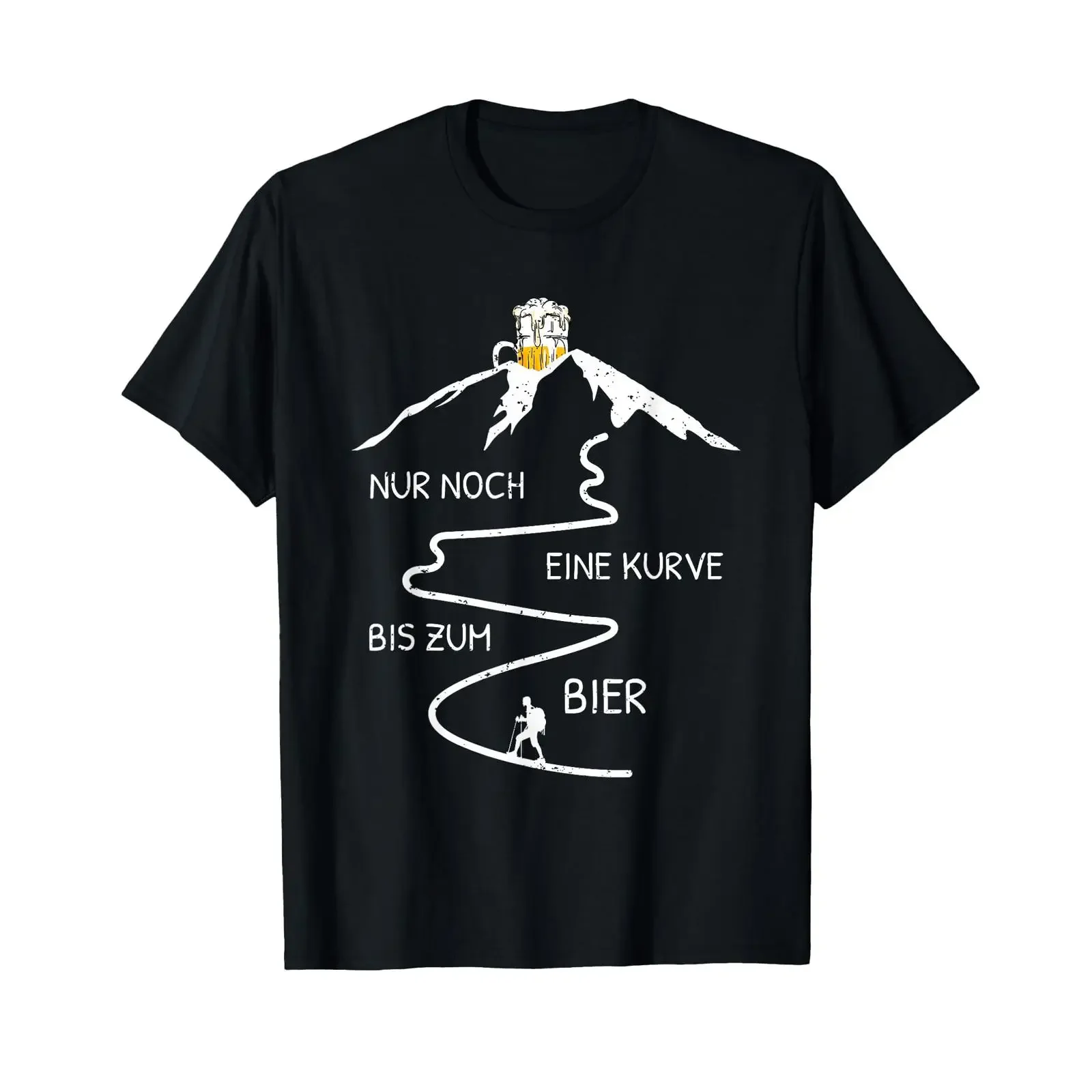 Camiseta Nur Noch Ein Kurve Bis Zum Bier para montañismo, estilo vintage, informal, de diseñador, cómoda y versátil