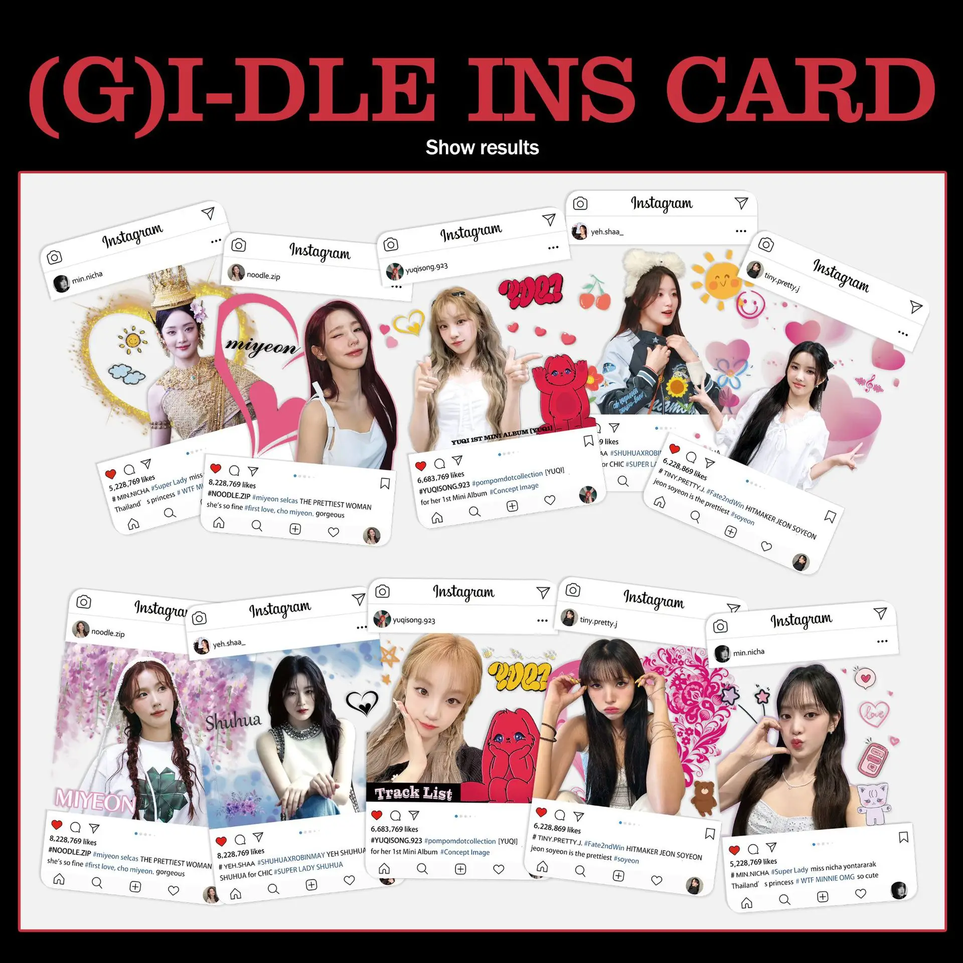 8pcs/Set KPOP (G)I-DLE ALBUM PVC Card YUQI SoYeon Personal Transparent PhotoCards MiYeon MINNIE ShuHua Fans Collection Gift