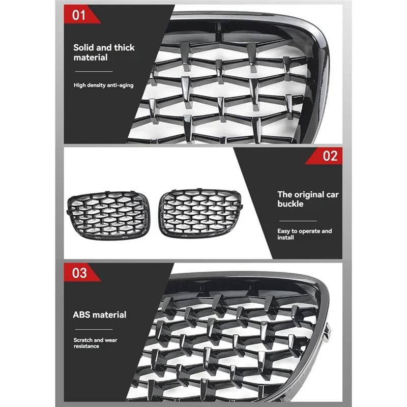 

A42M-For BMW 5 Series GT F07 Hatchback 2010-2017 Car Black Diamond Meteor Style Front Grille