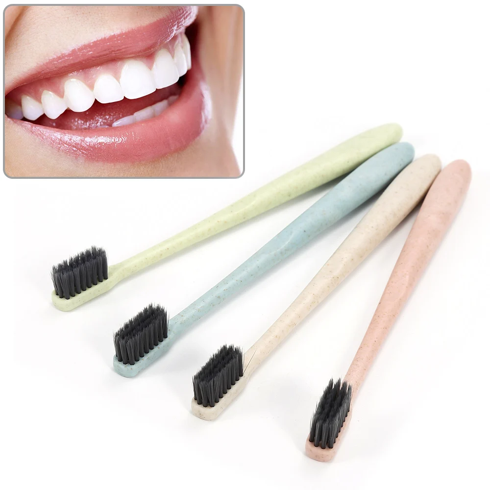 Toothbrush Natural Wheat Straw Handle Bamboo Charcoal Bristle Adult Soft Ultra Fine Bristles Toothbrushes