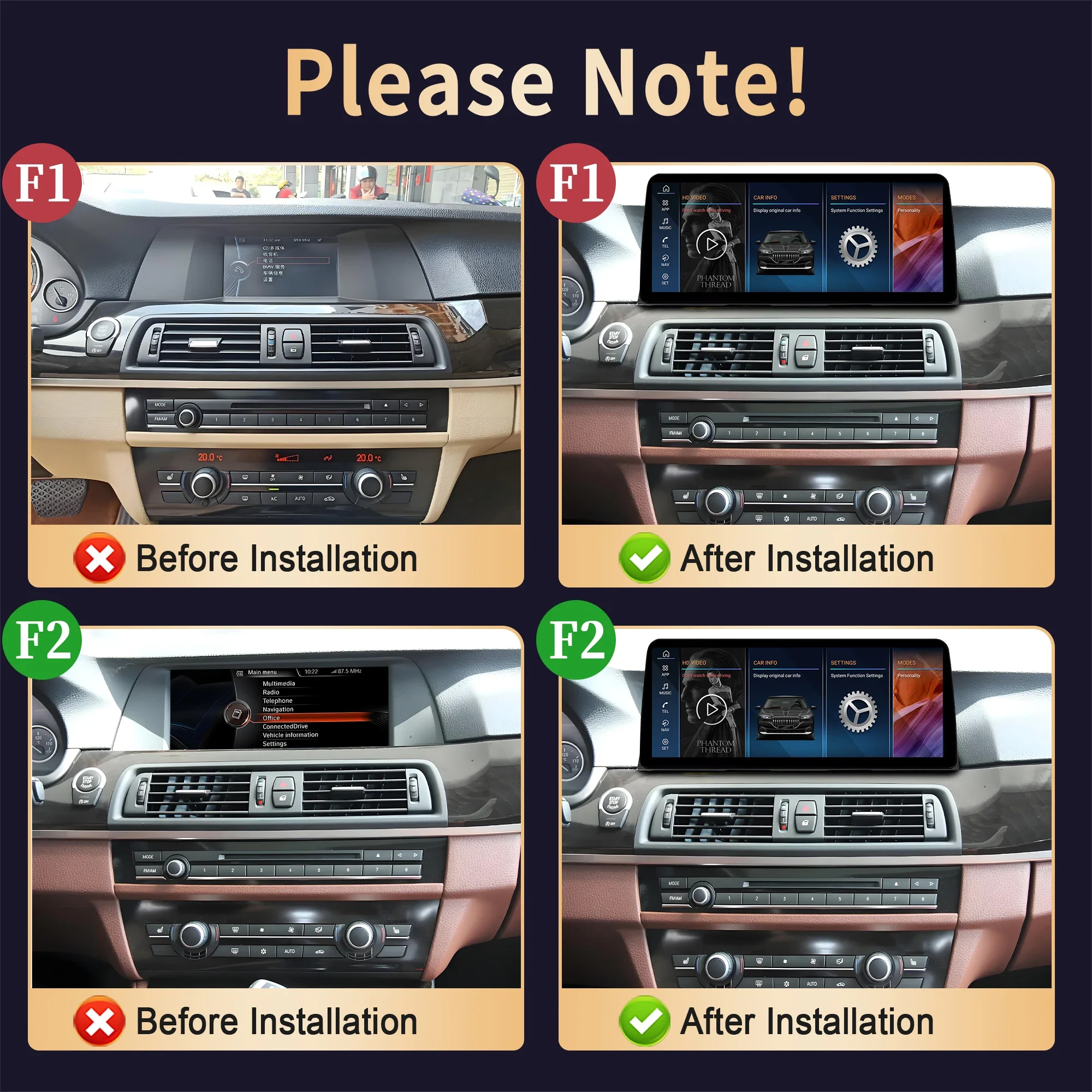 12.3 inch Wireless Carplay BT For BMW 5 series F10 F11 2011-2017 Android 14 Car Radio Multimedia Snapdragon 680 GPS Touch Screen