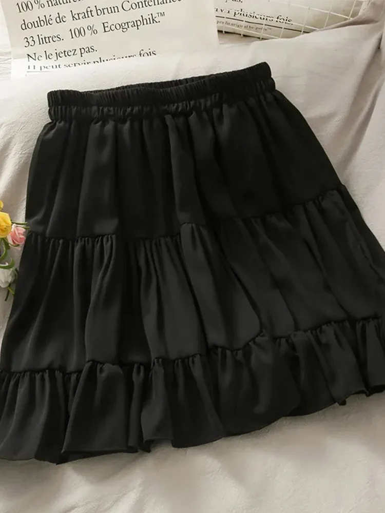 Women's Summer Sexy High Waist Slim Pleated A Line Mini Skirts Korean Fashion Casual Short Black White Skirt Alt Clothes Female