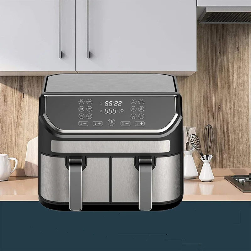 

- Двойная фритюрница с двойной корзиной, интеллектуальная многофункциональная фритюрница с двумя зонами, 2 корзины, 9 л, фритюрница