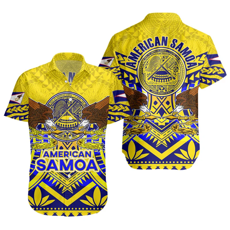 Camisas estampadas con bandera de Samara polinesiana en 3D para hombre y mujer, camisas estampadas con emblema nacional de samoana, blusas Vintage de verano