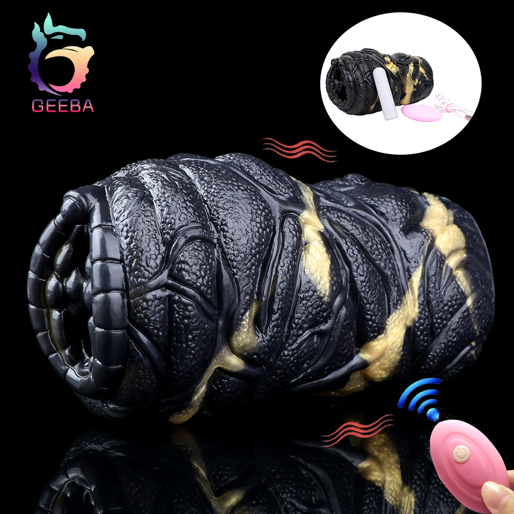 GEEBA-Copo Masturbação de Silicone para Homens, Vagina Realística, Masturbador Fantasia, Vibração, Cona de Bolso, Sex Toys Masculino