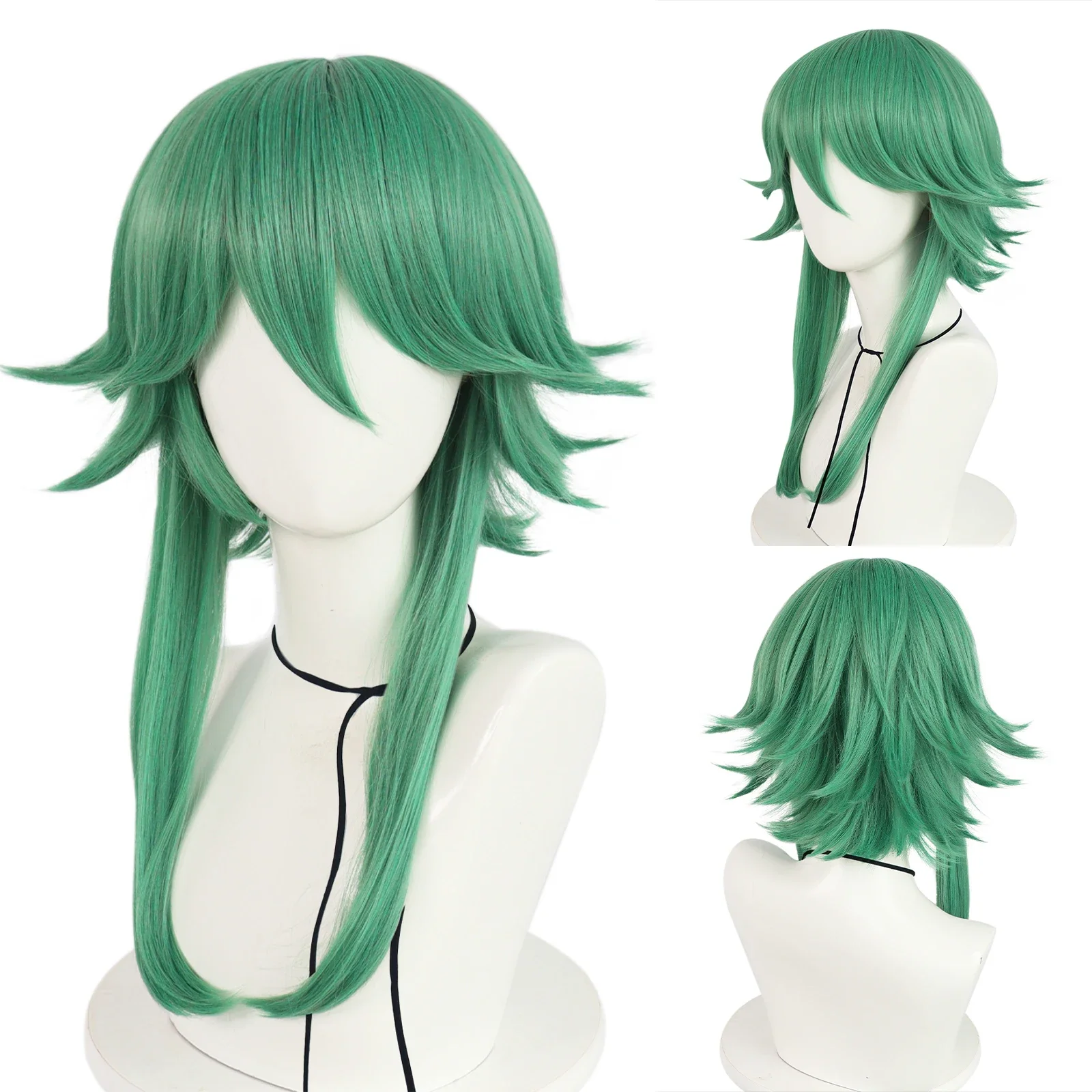 

18Inch Synthetic Hair Medium Length Straight Green Anime Halloween Carnival Comic Exhibition Cosplay Wigs