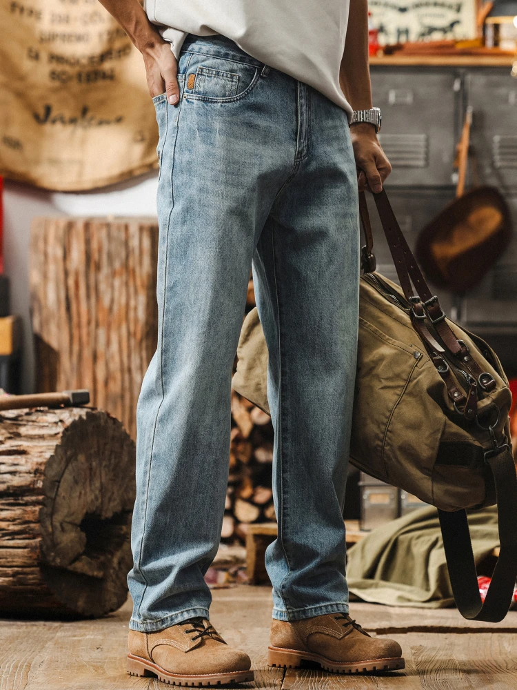 

Мужские джинсы в стиле ретро-американский вейд, осень 2025, новая трендовая модель, свободные, больших размеров, прямые, повседневные, длинные брюки для молодежи