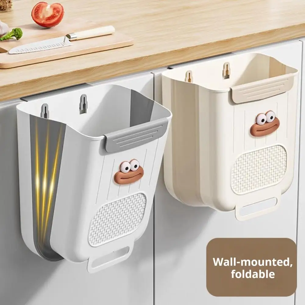 B0KC Hanging Trash Can Foldable Kitchen Trash Can for Cabinet, Wall Mounted Waste Bin, Compost Bin for Kitchen, Camping