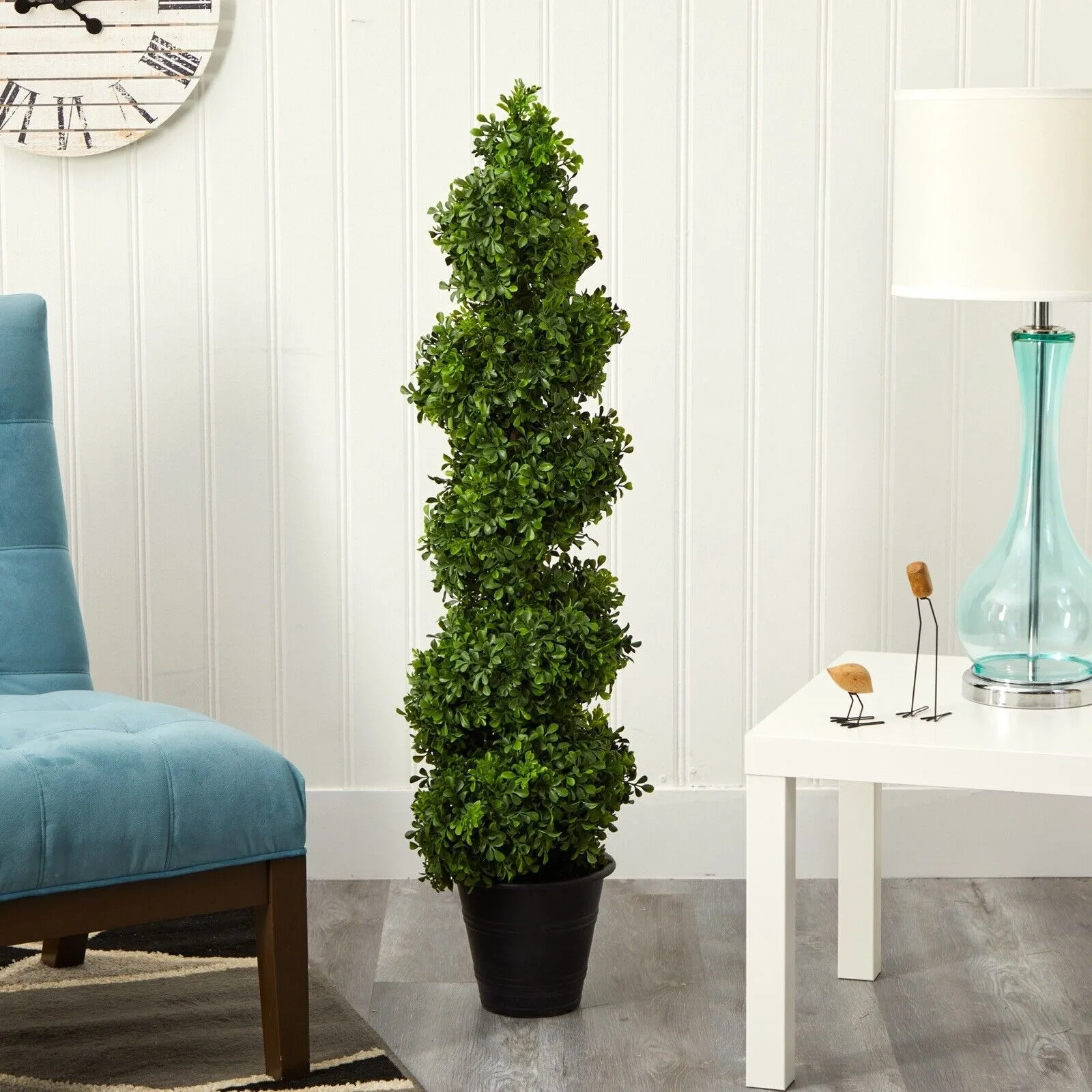 

4’ Artificial Boxwood Spiral Topiary Tree UV (Indoor/Outdoor) Decor. Retail $193 United States