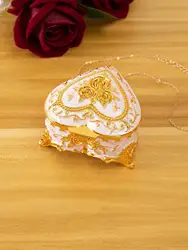 Jewelry StorageMetal Creative European Vintage Jewelry Box Small Gold-plated Hand-painted High-end Rose  Box Cotton Swab Box Val
