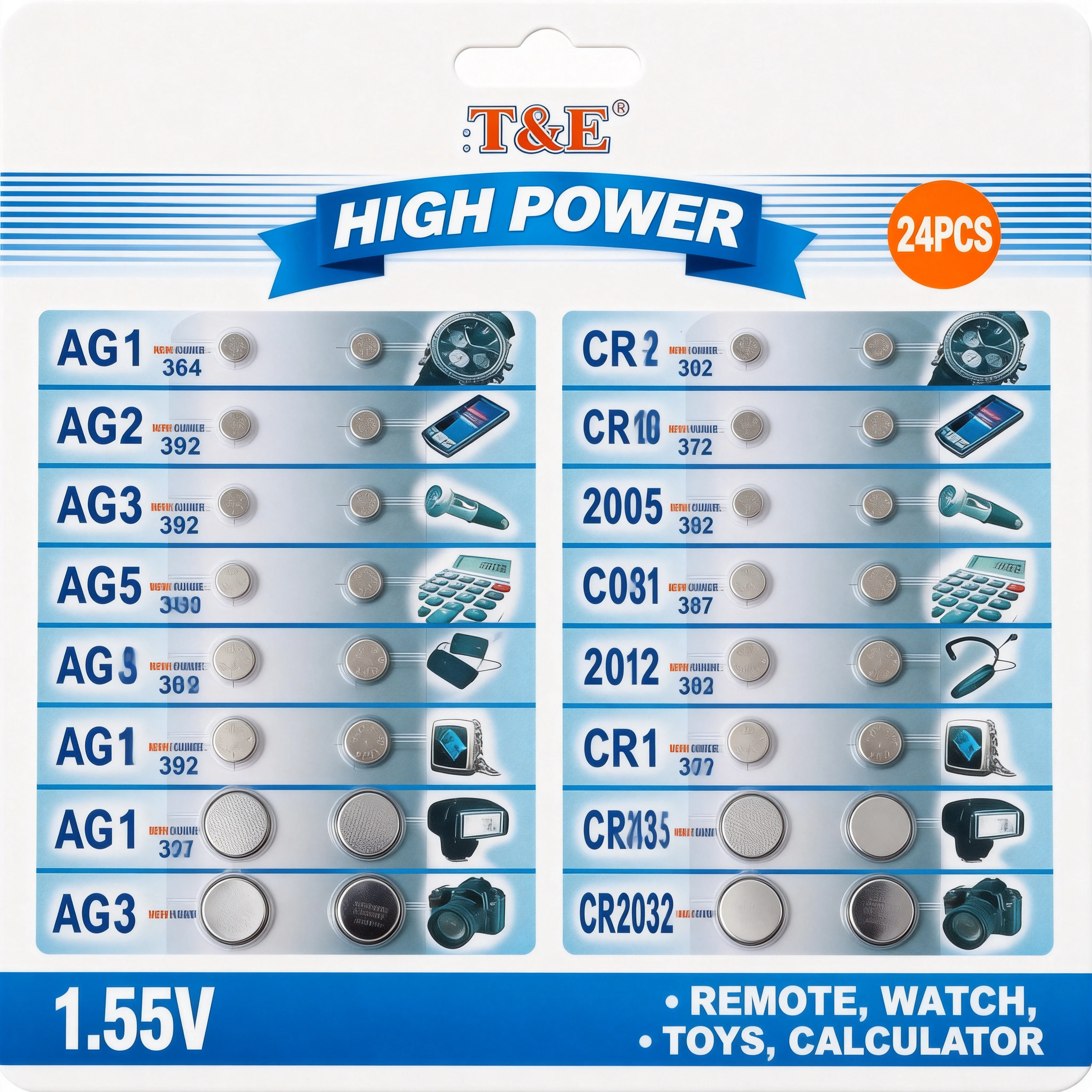 1.55V CR2032 CR2016 AG1 AG3 AG4 AG10 AG13 LR44 SR44 A76 LR1154 L1142 Button Batteries for Remote Watch Toys Calculator