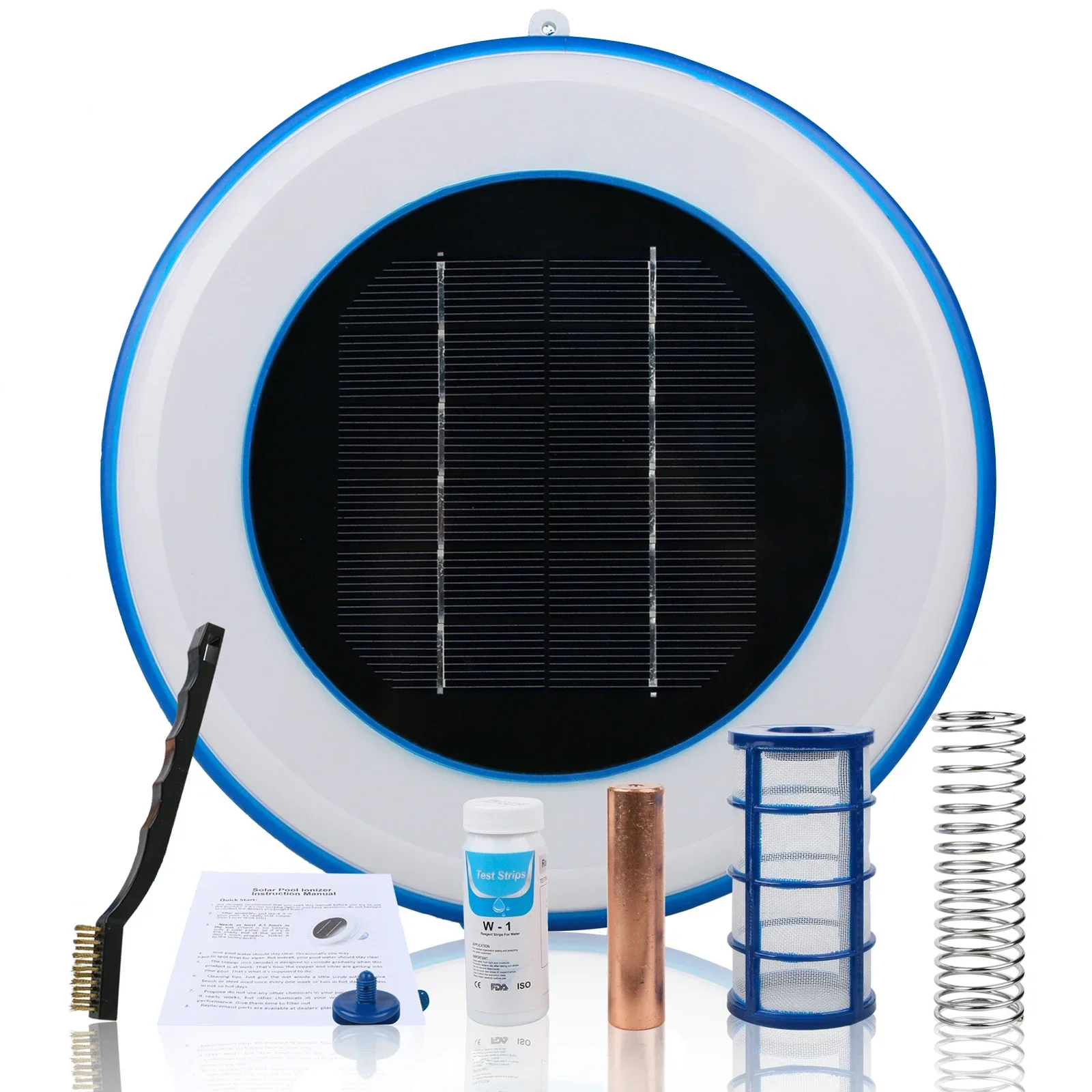 Swimming Pool Tub Water Purifier Solar Powered Ionizer Copper Silver Ion Cleaning Algae Remover for Underground Pool