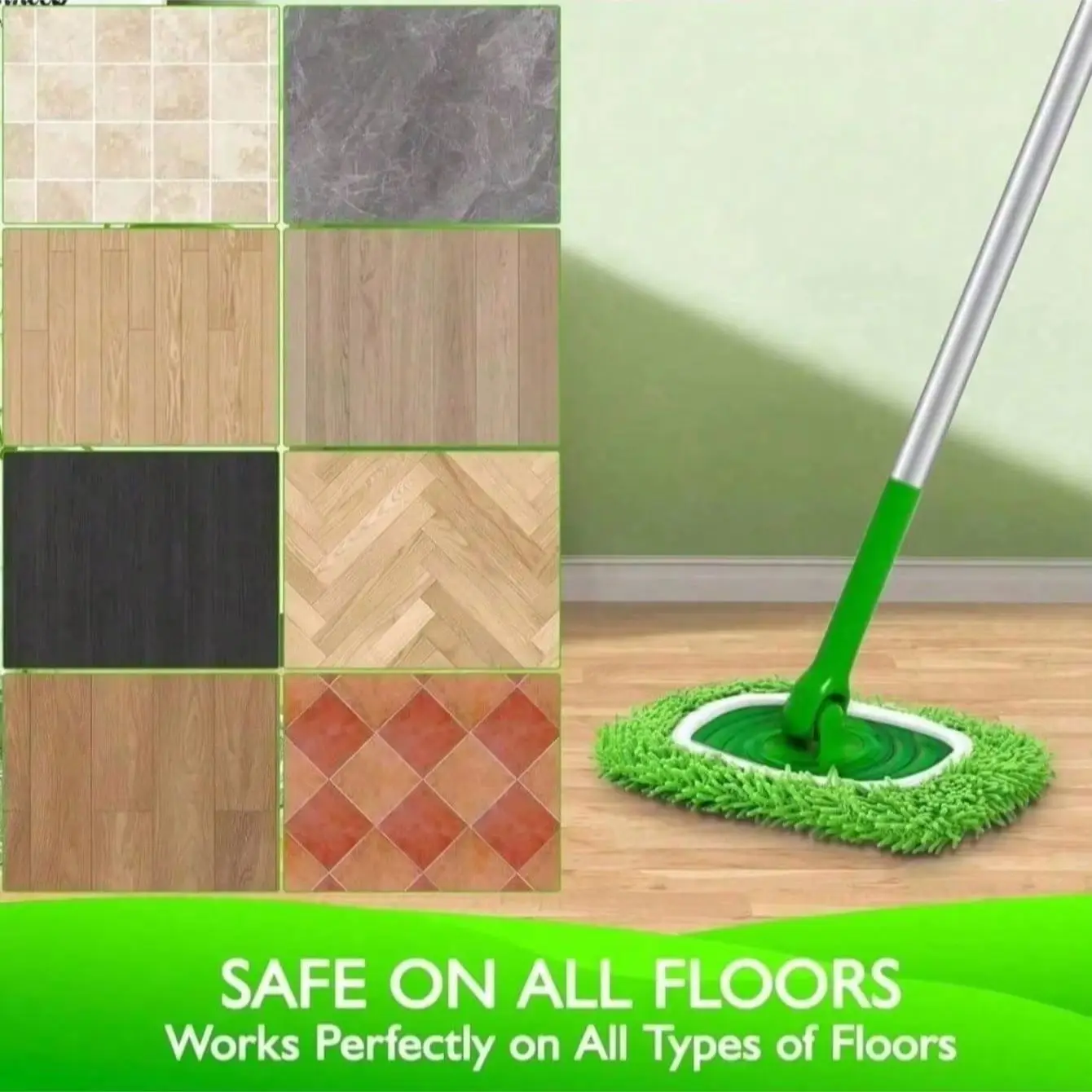 Reusable Super Absorbent Microfiber Mop Pads, Washable Wet Dry Use Durable Mop Refill Pads, Ergonomic Design for Home Commercial Cleaning