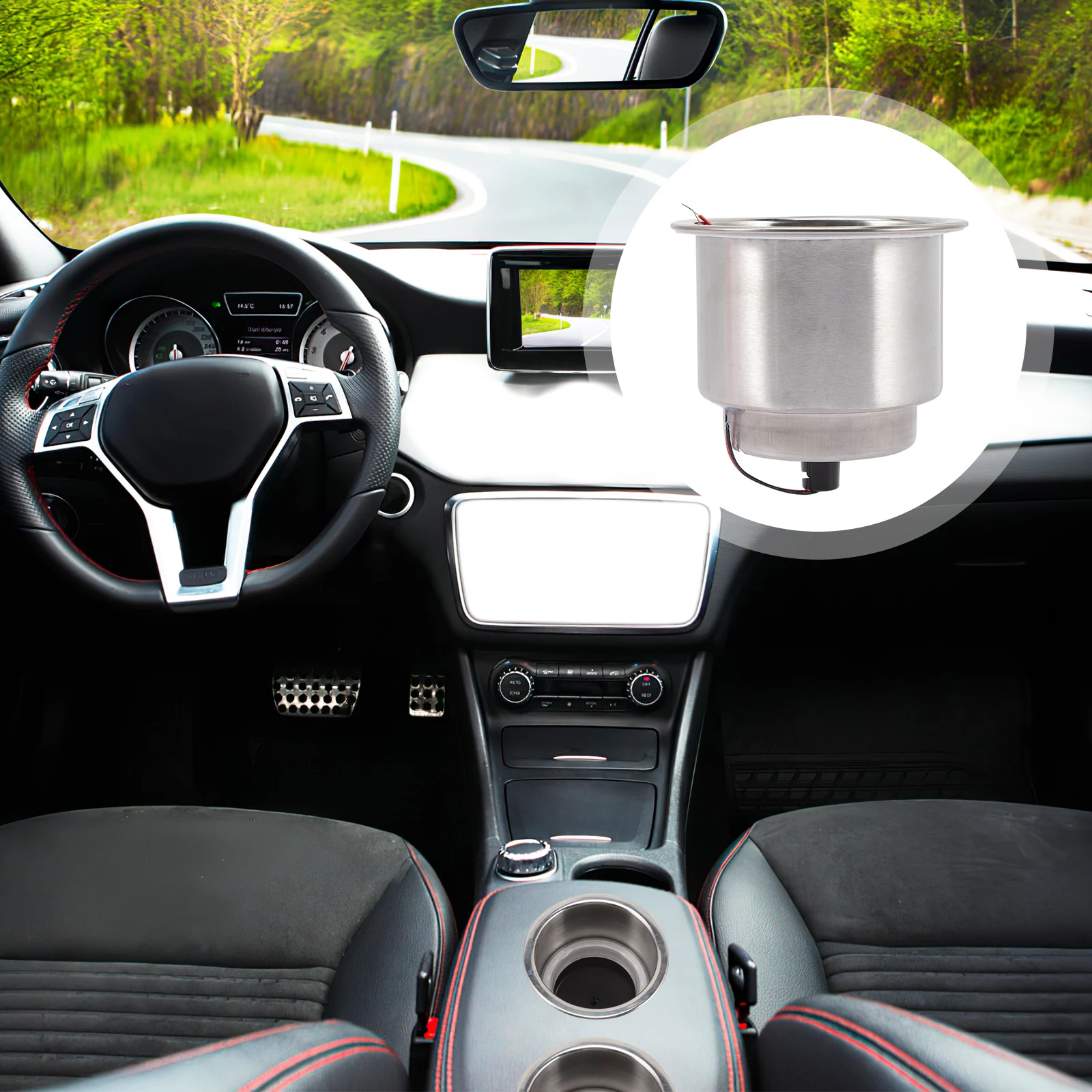 

Stainless Steel Led Cup Insert Car Drink Holder Light Up Durable Heat Resistant For Vehicle Interior Decoration Beverage Holder