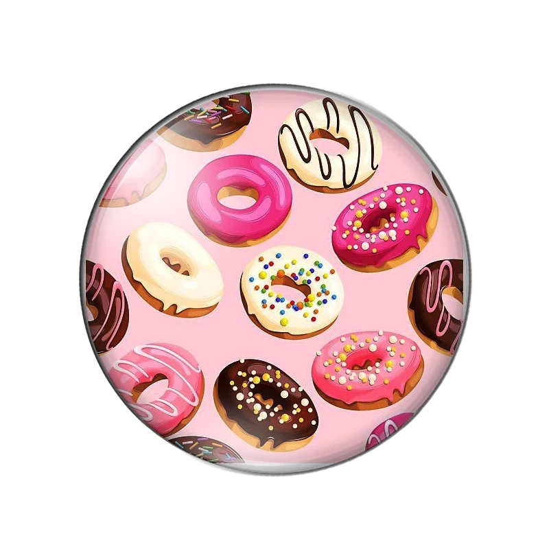 Sweet delicious doughnut cake Art Paingtings 8mm/12mm/25mm-40mm Round photo Glass Cabochon demo flat back Making findings