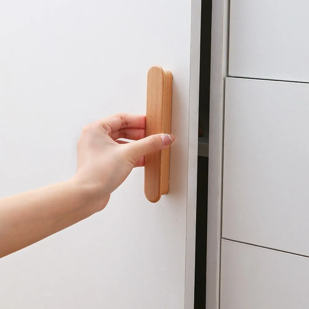 Nordic Style Walnut Wood Furniture Handles Multi-sized Long Solid Drawer Pulls T-Shape Wardrobe Handles Cupboard Wardrobe