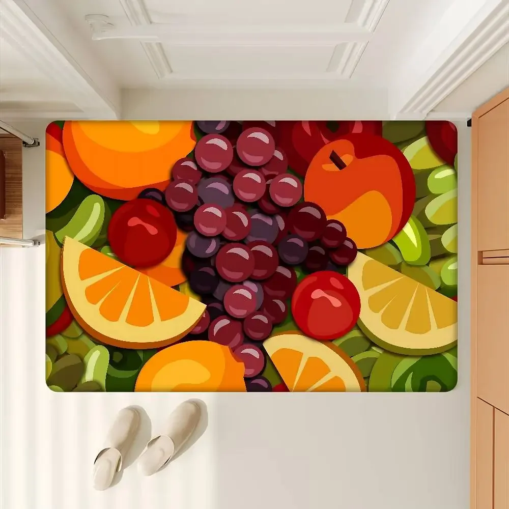 Cartoon Fruit Pattern Hallway Carpet Non-Slip Laundry Room Mat Laundry Decor Balcony Child Living Room Toilet Rug
