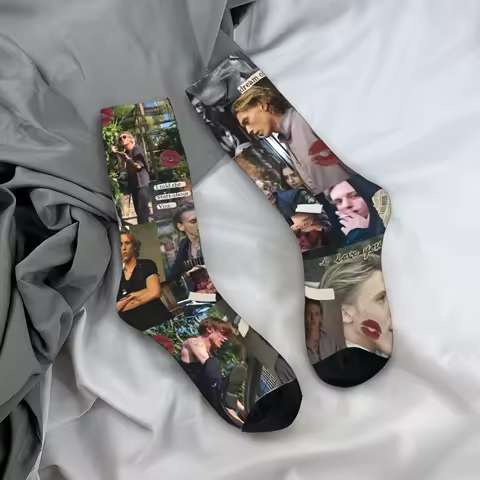 Jamie Campbell Bower Socks Graphic Stockings Anti Sweat Men Socks Warm Soft Winter Funny Outdoor Sports Socks