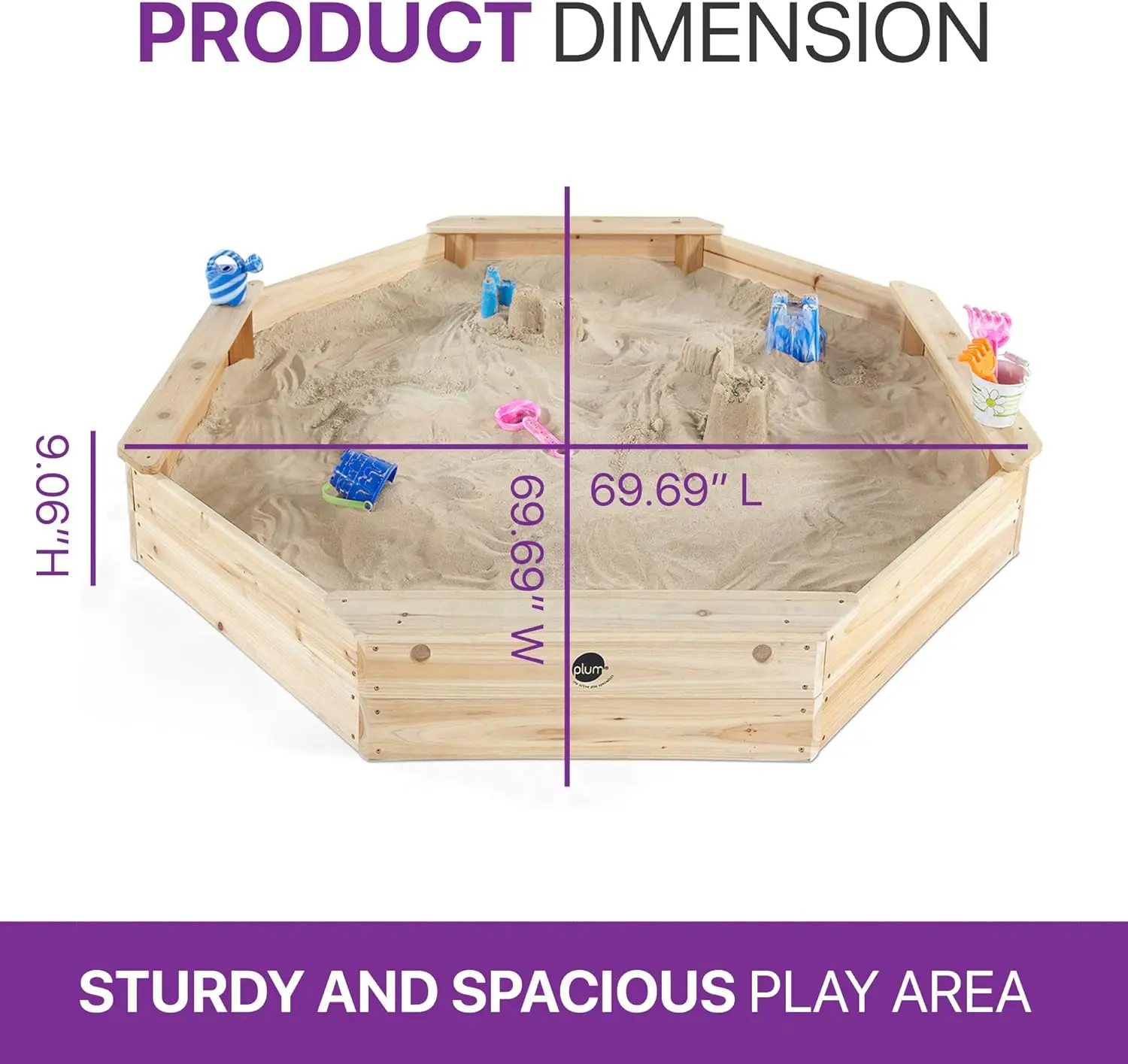 Caja de arena grande de madera con cubierta, caja de arena octagonal para exteriores para niños, juguetes sensoriales para niños pequeños, pozo de arena de madera para exteriores con asiento Boa