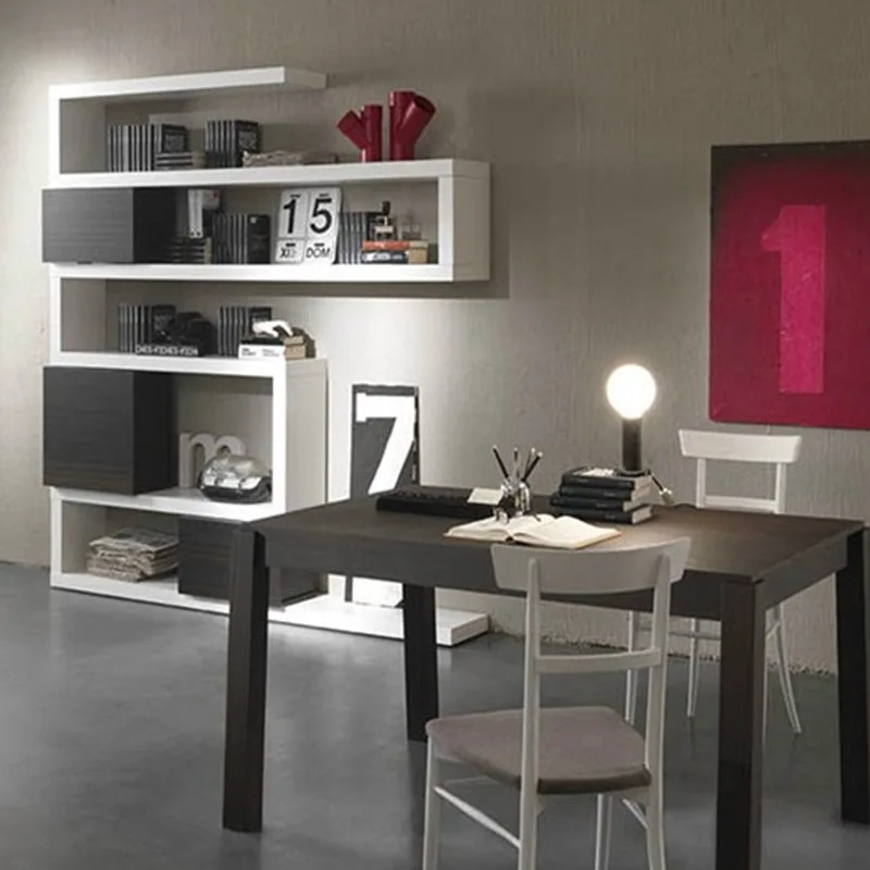 White piano paint bookshelf Modern simple wall-mounted bookcase Simple floor rack