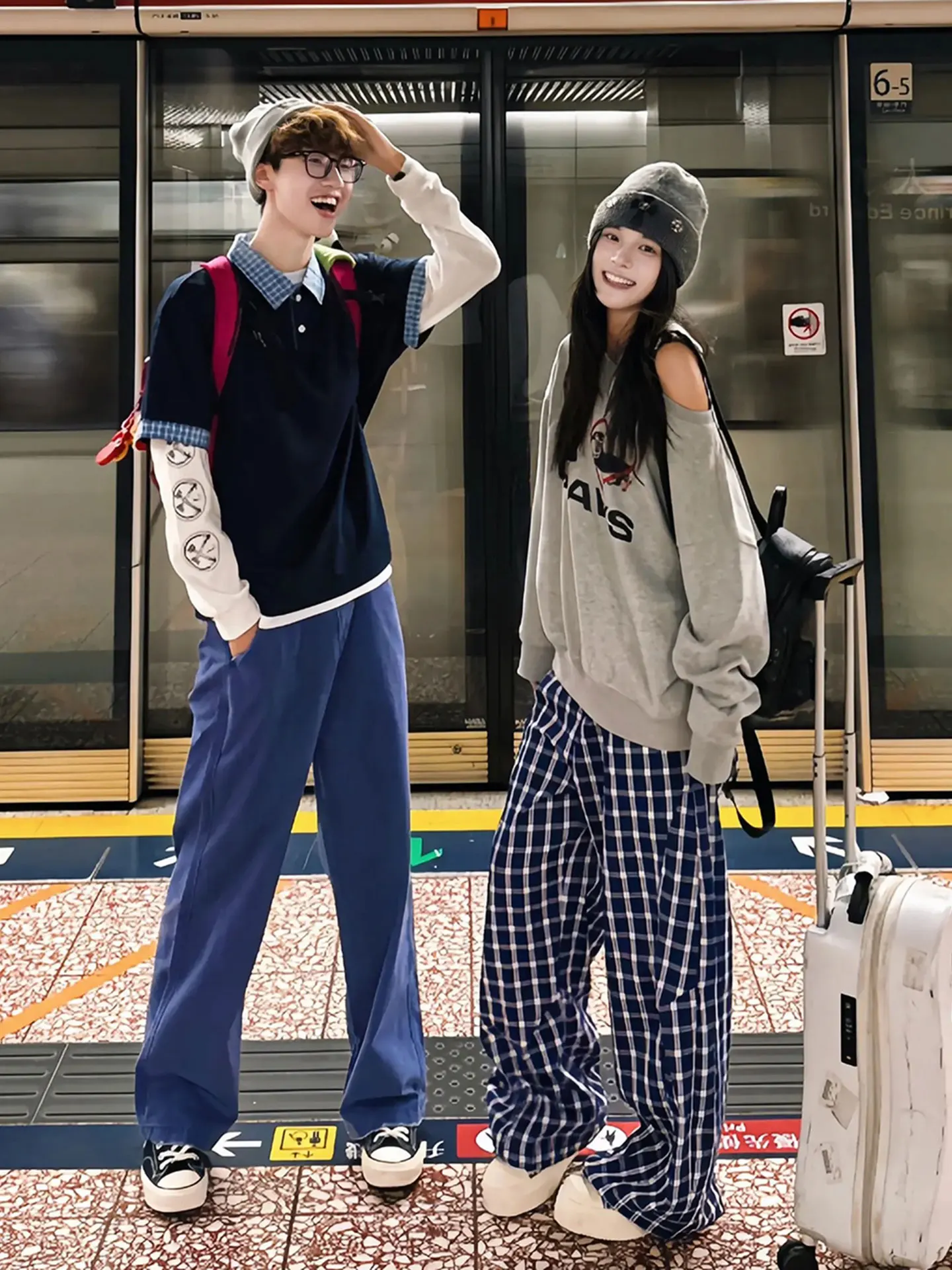 

Синие клетчатые широкие брюки прямого кроя, летние легкие повседневные брюки, свободные BF Lazy Sle, мужские и женские брюки, дышащие, удобные