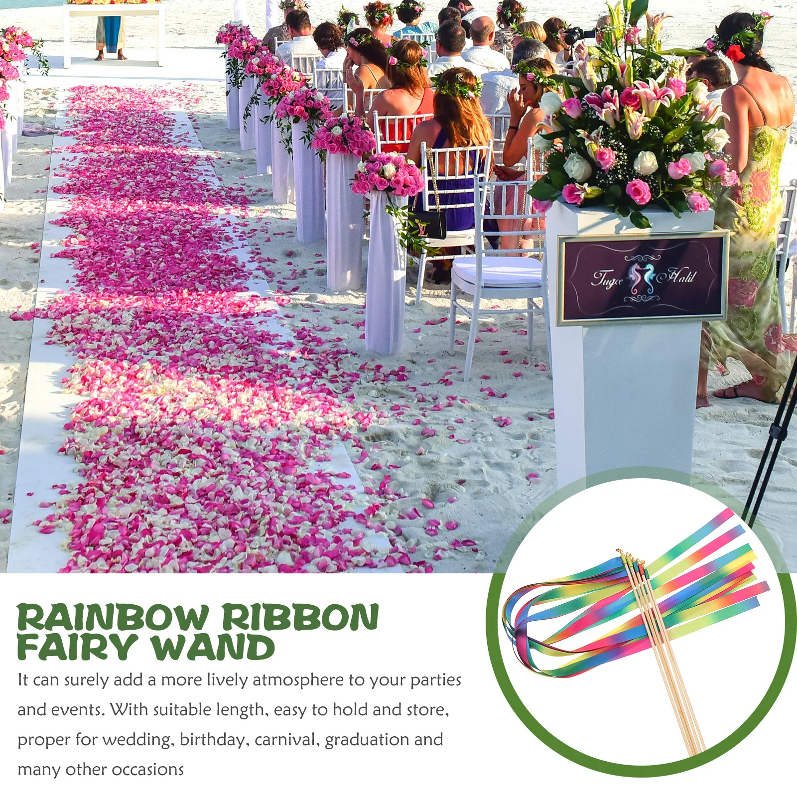 

5Pcs Fairy Wands Ribbon Streamer Sticks Wedding Party Birthday Celebration Decoration Ribbon Fairy Stick Party Supplies