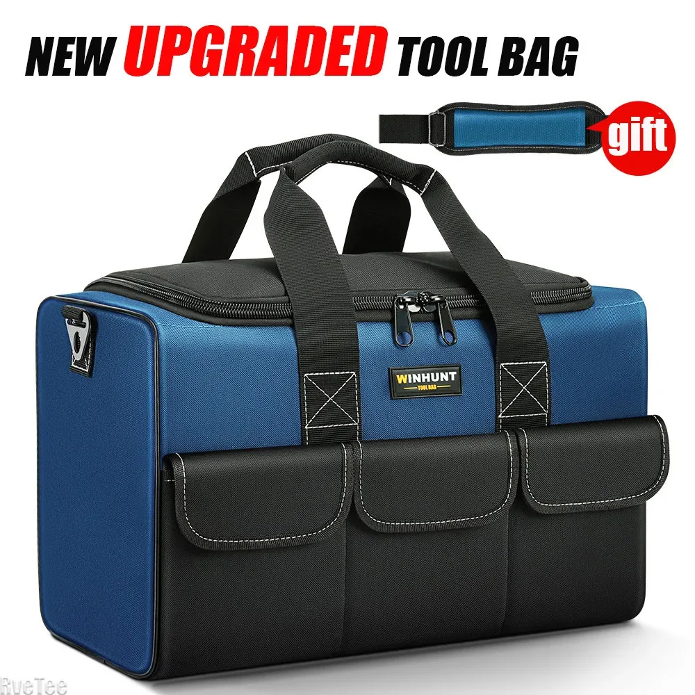 1680D Oxford Cloth Tool Bag with 30% More Capacity Waterproof Multi Pockets Tool Organizer Tool Pouch for Electrician Tools