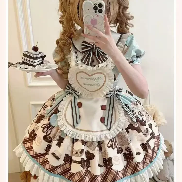 Coalfell Sweet Kitchen Chocolate OP Lolita Dress | Original Design Heartbeat Doll Strap JSK Short Outfit 2026