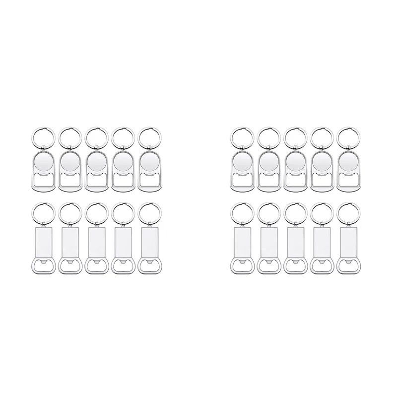 Harian 20 Buah Gantungan Kunci Kosong Sublimasi Gantungan Kunci Pembuka Botol Logam Kosong Gantungan Kunci Sublimasi Transfer Panas Persegi Panjang