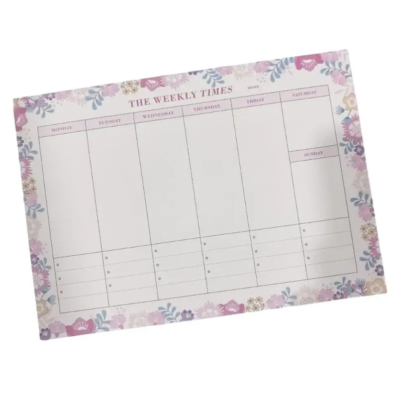 R53C Tearable Planner Notepad 60 Sheets Floral Print Note Memo Pad For School Office