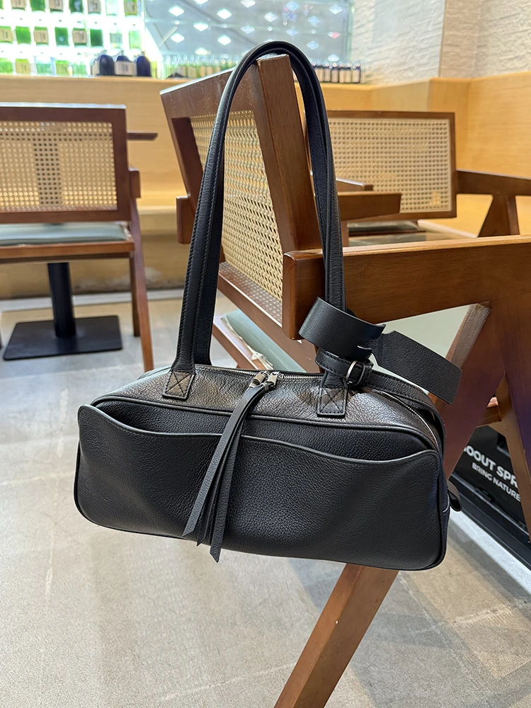 

Large Capaci Leather oulder Bag Women's Boston Bowling Underarm Bag Sli Commuter Pillow Bag Trendy Briti Sle