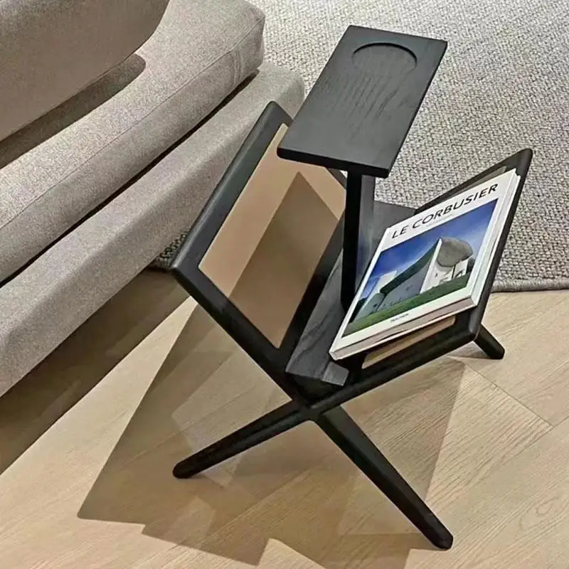 

Designer Rolling Solid Wood C-Table Modern Minimal Sofa Side End Snack Station Magazine Holder Mobilier De Bibliothèque