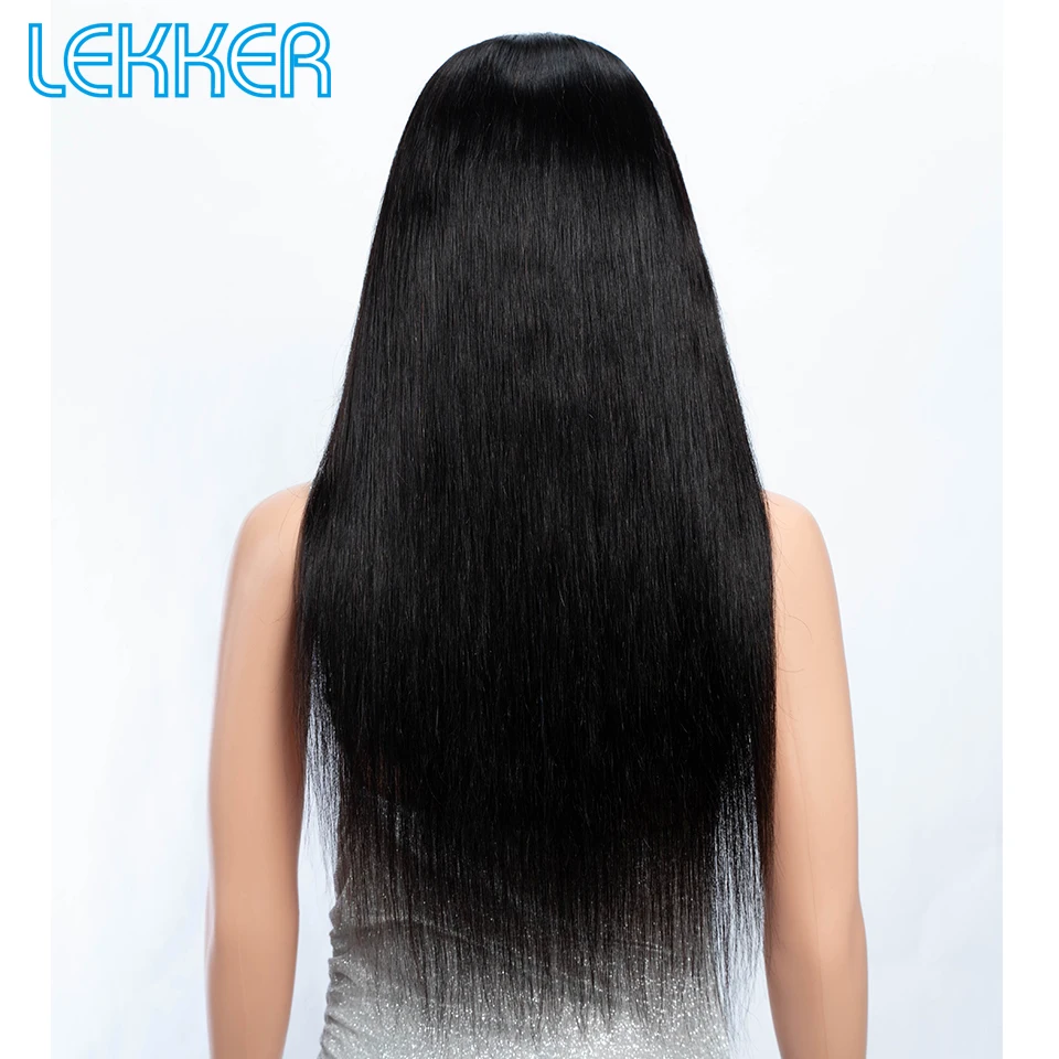 Lekker Natural Dark Bone Straight 13x1 T Part Lace Front 100% Human Hair Wig For Women Brazilian Remy Hair 32" Long Lace Wigs image 4