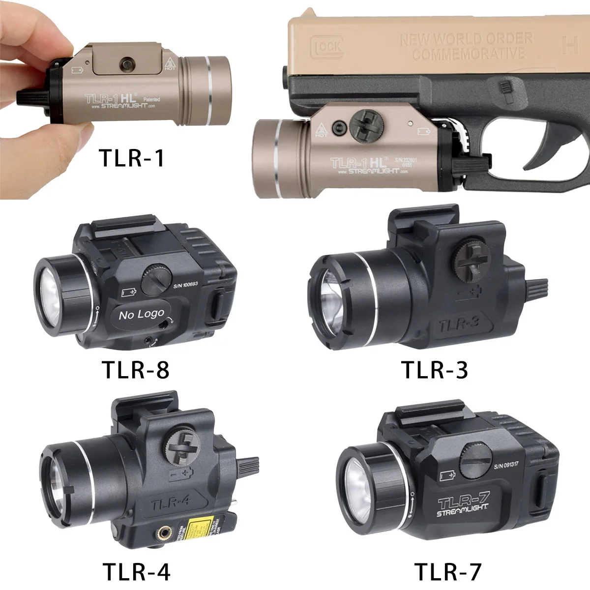 

Outdoor tactical TLR-1/4/7/8 stream light sub-mounted flashlight gun light high-power blinding LED long-range flash g17