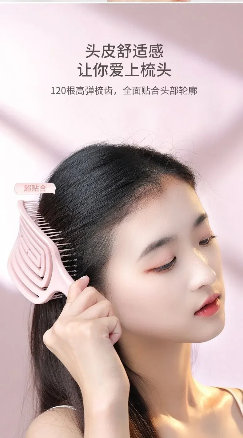 Silikon-Hohlkissen-Massagekamm, Volumen- und Entwirrbürste für Echthaar & Perücken, 4 Farben Styling-Tools – Detail 7