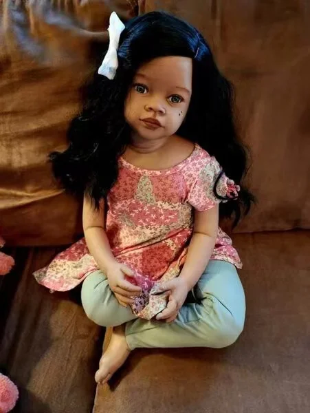 SINO-BB Customized 32''Reborn Baby Meili With Hand-Rooted Black Hair Already Finished Doll Huge Girl