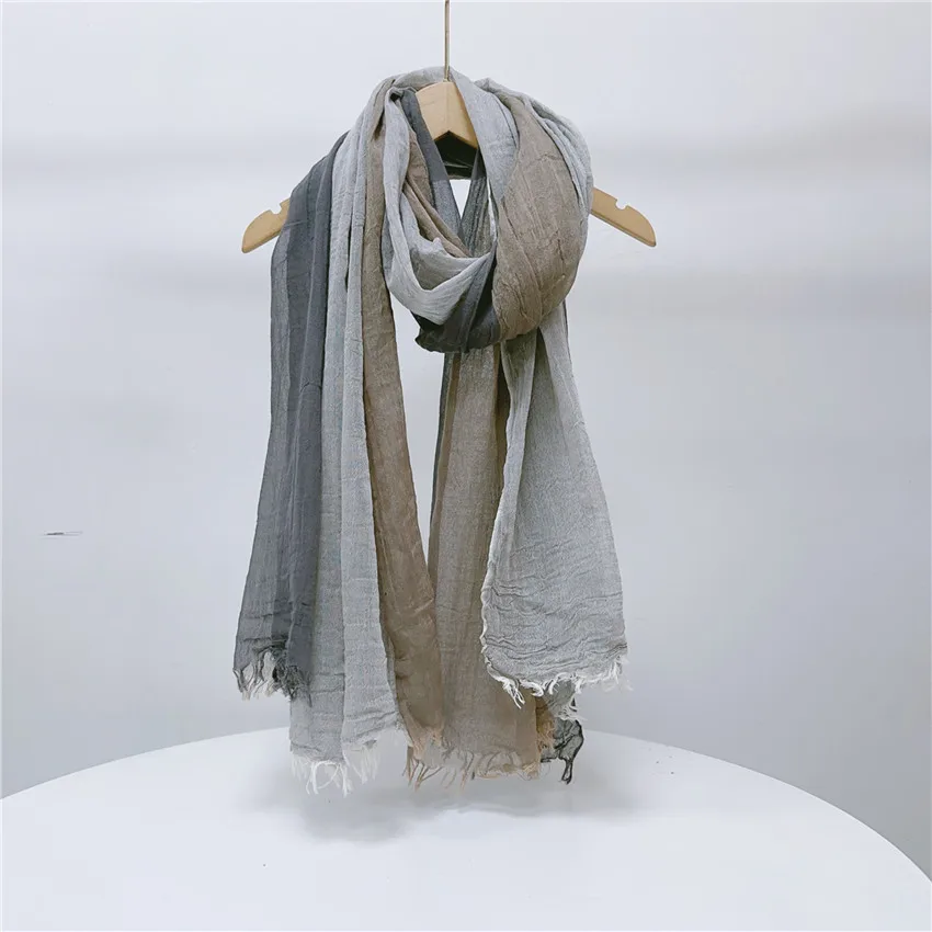 Designer Cotton Linen Men\'s Scarf Autumn Winter Men Scarves Warm Neckerchief Pashmina Shawls Male Accessories Tassel Bufandas