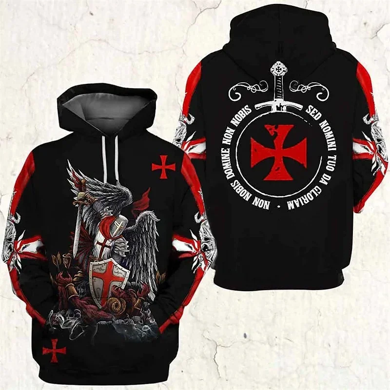 Hoodies 3d Print Knights Templar Sweatshirts Men Women Unisex Retro Hooded Oversized Fashion Street Loose kids Sweatshirts Coat