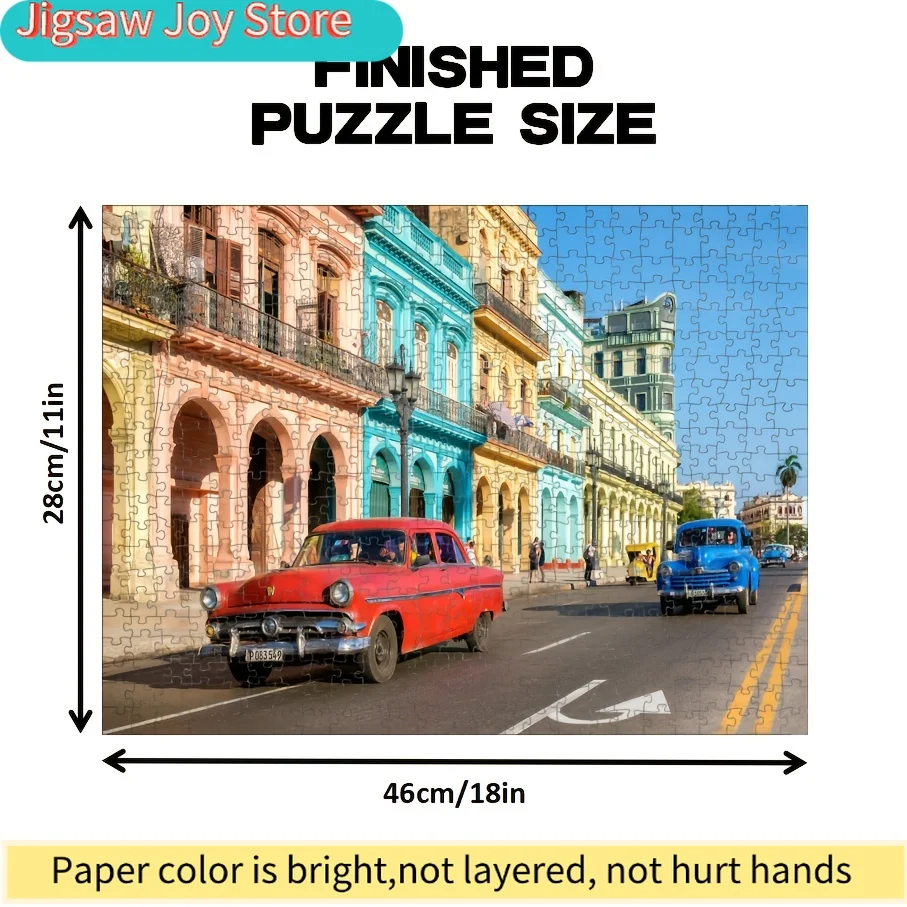 1 Box () Paper Puzzle Pieces - Fit Together Perfectly for Adults "Street Cars" Game - Ideal for Parties, Family & Friends Acti