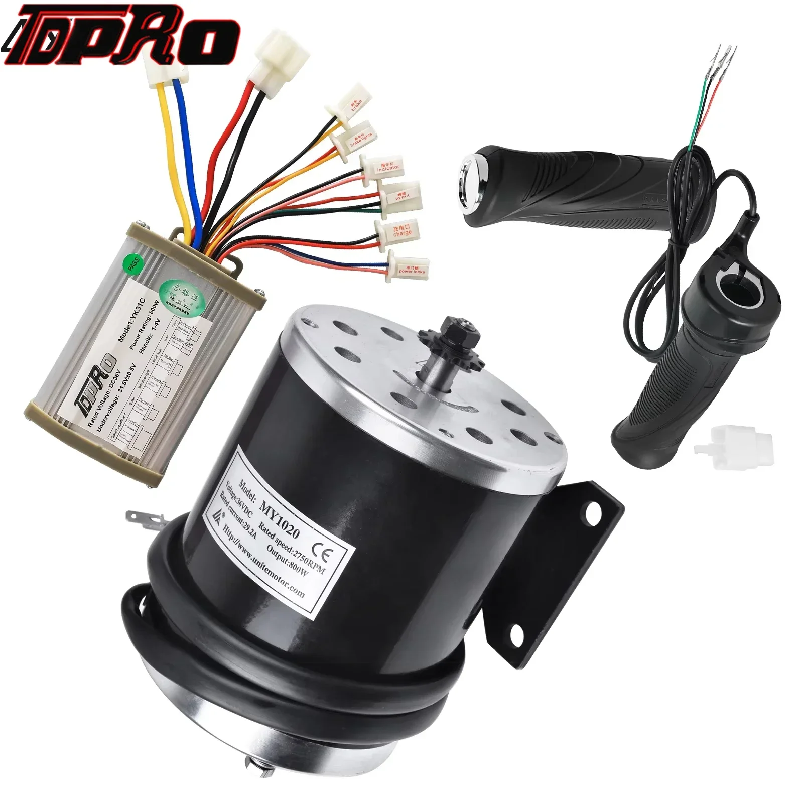 TDPRO Controller Throttle with 800W 36V 25H 11 Teeth Brushed Motor MY1020  for Buggy Scooter Tricycle ATV Gokart  Quad Dirt Bike