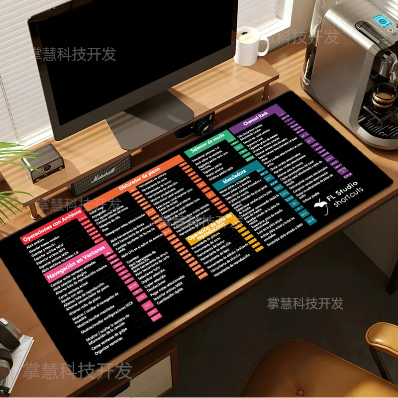 Spanish Windows Excel Keyboard Shortcuts Mouse Pad 900X400 Large Table Mausepad with Seamed Anti-Slip Office Computer Desk Mat