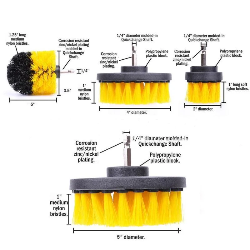 Juego de cepillos de taladro eléctrico, Herramientas de limpieza de detalles de coche, accesorios de fregado de taladro eléctrico, 4 piezas