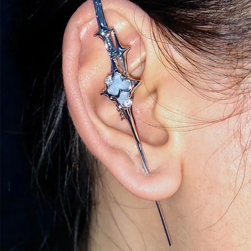 Xingshou Series Fashionable Needle Plush Four-pointed Star Niche Design Cool Style High-end Earrings and Ear Hooks