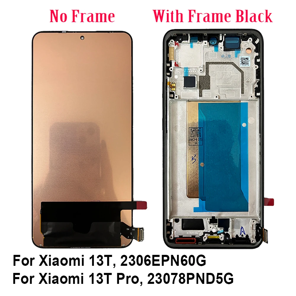 AMOLED LCD Display Touch Screen Digitizer Assembly, Fit for Xiaomi 13T Pro, 2306EPN60G, 23078PND5G