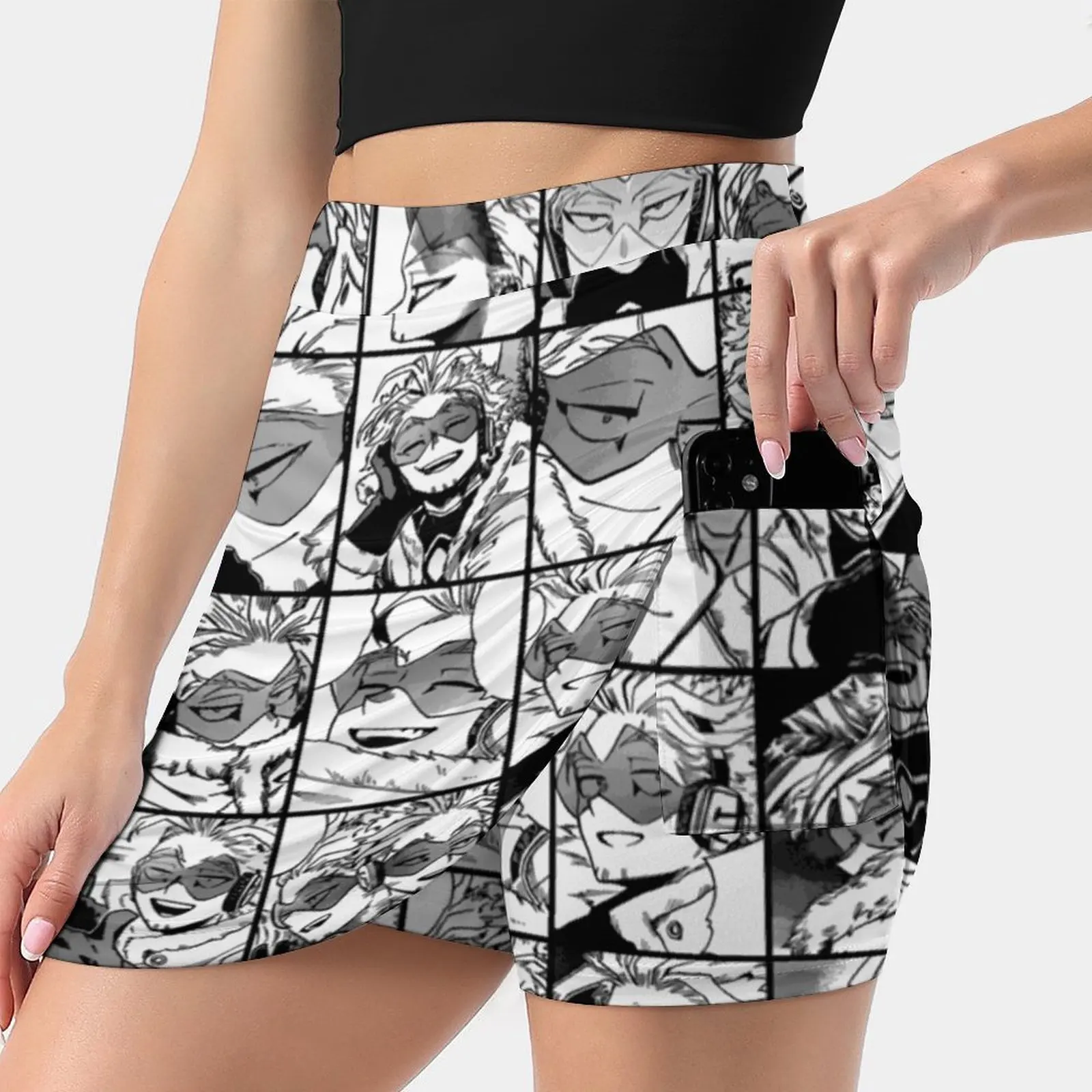 

Hawks - Manga Black And White Version Women Tennis Skirts Golf Badminton Pantskirt Sports Phone Pocket Skort Hawks Endeavor All