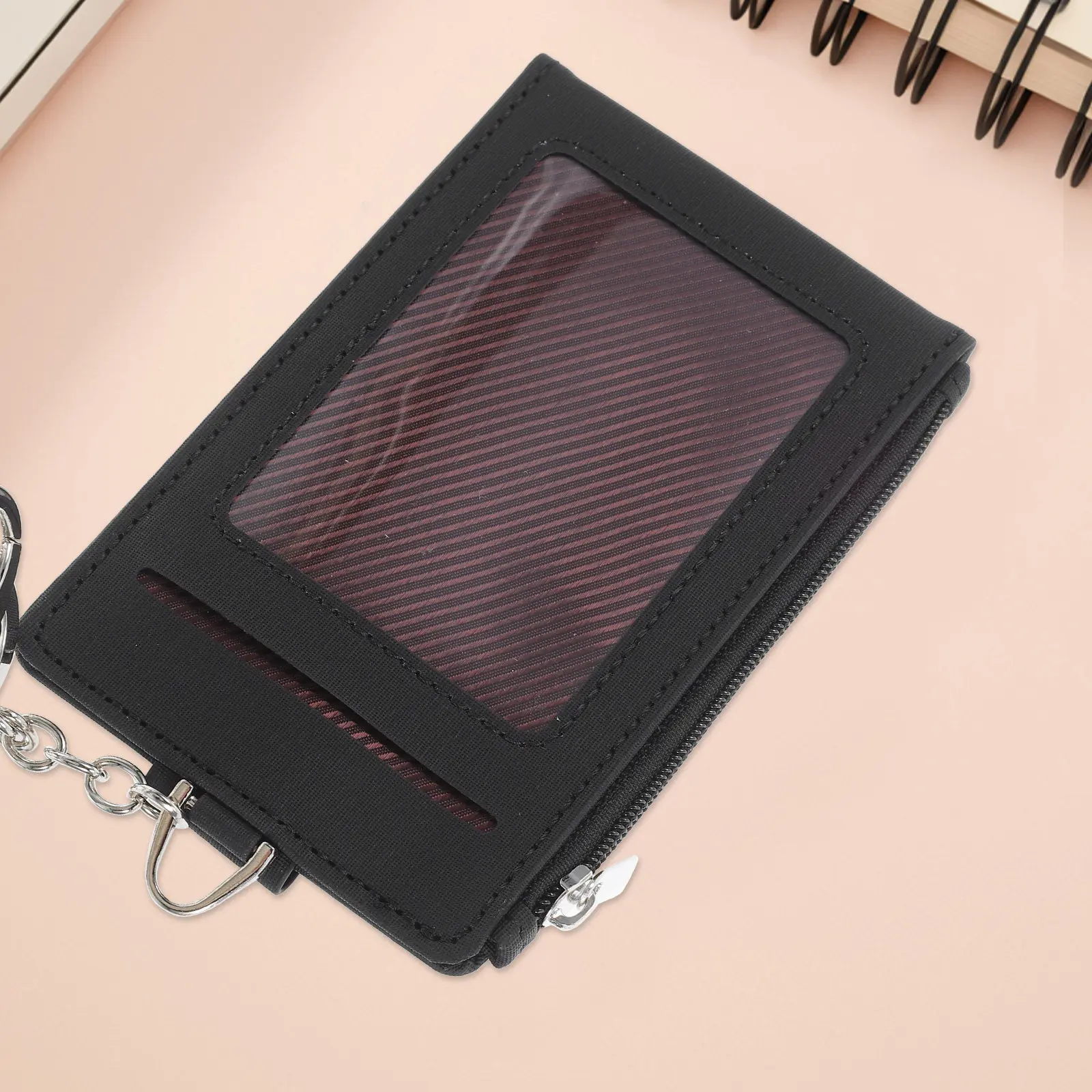 

PU Card Holder Keychain Wallet Business Work Id Badge Bus Pass Office Card Holder Protective Case Key Chain with Wallet