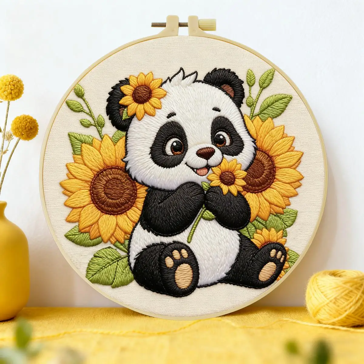 1 Stück 20X20CM/15X15CM 7,87/6,3 Zoll Panda-Stickerei-Starter-Kit DIY-Kit DIY-Stickerei-Set Handarbeiten Nadelkunst – Detail 1