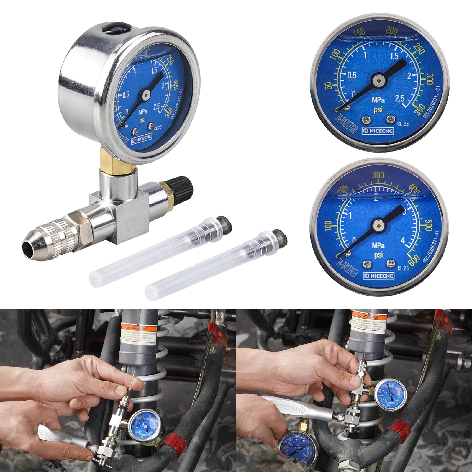 

Универсальный манометр UTV с амортизационной подвеской, игла для наполнения азотом, инструмент для Yamaha Raptor Polaris RZR CanAm Mavericks X3